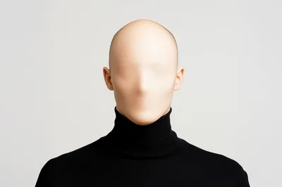 Faceless Person Wearing A Black Turtleneck Sweater