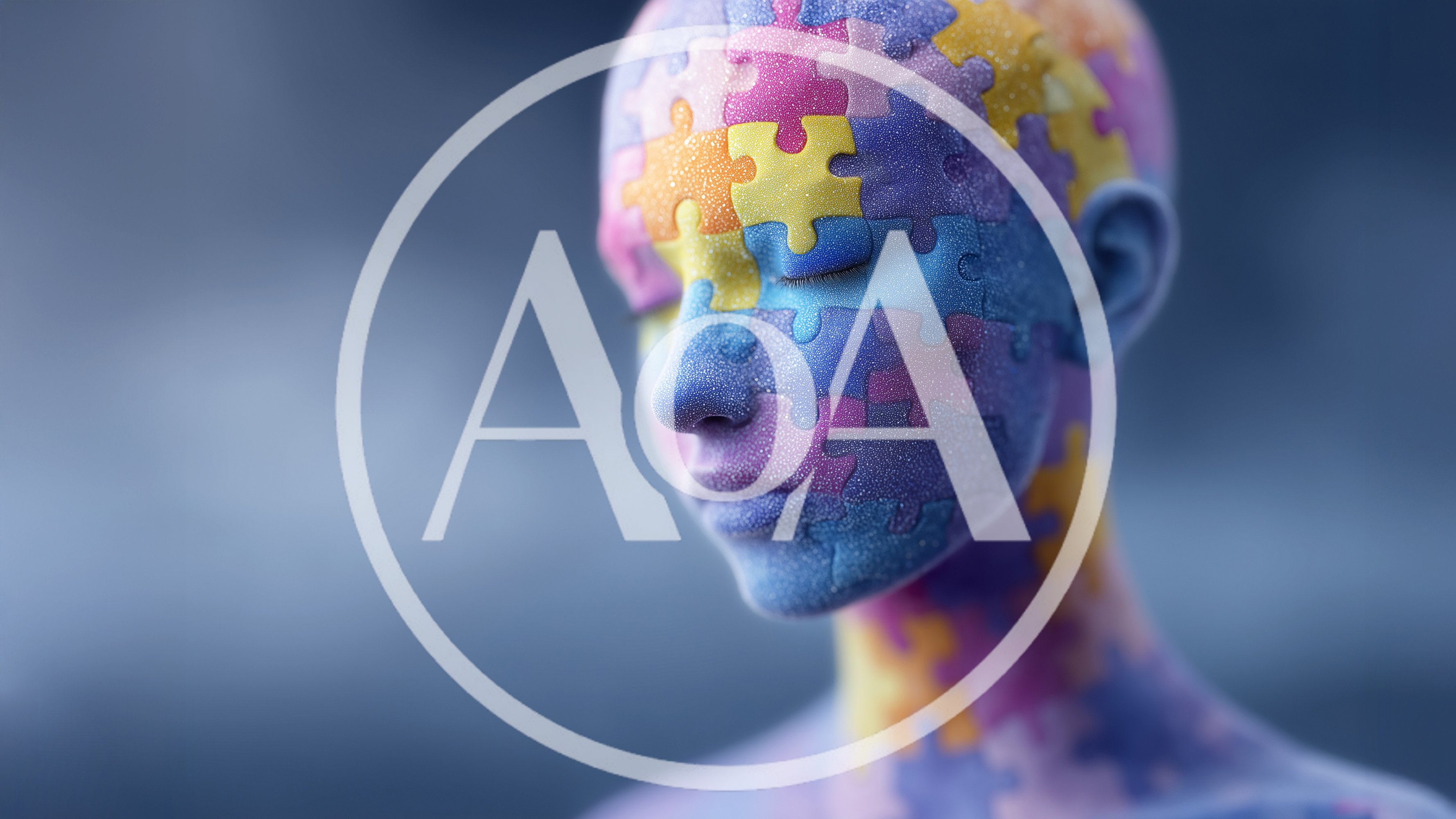 Human Head Made Of Colorful Jigsaw Puzzle Pieces