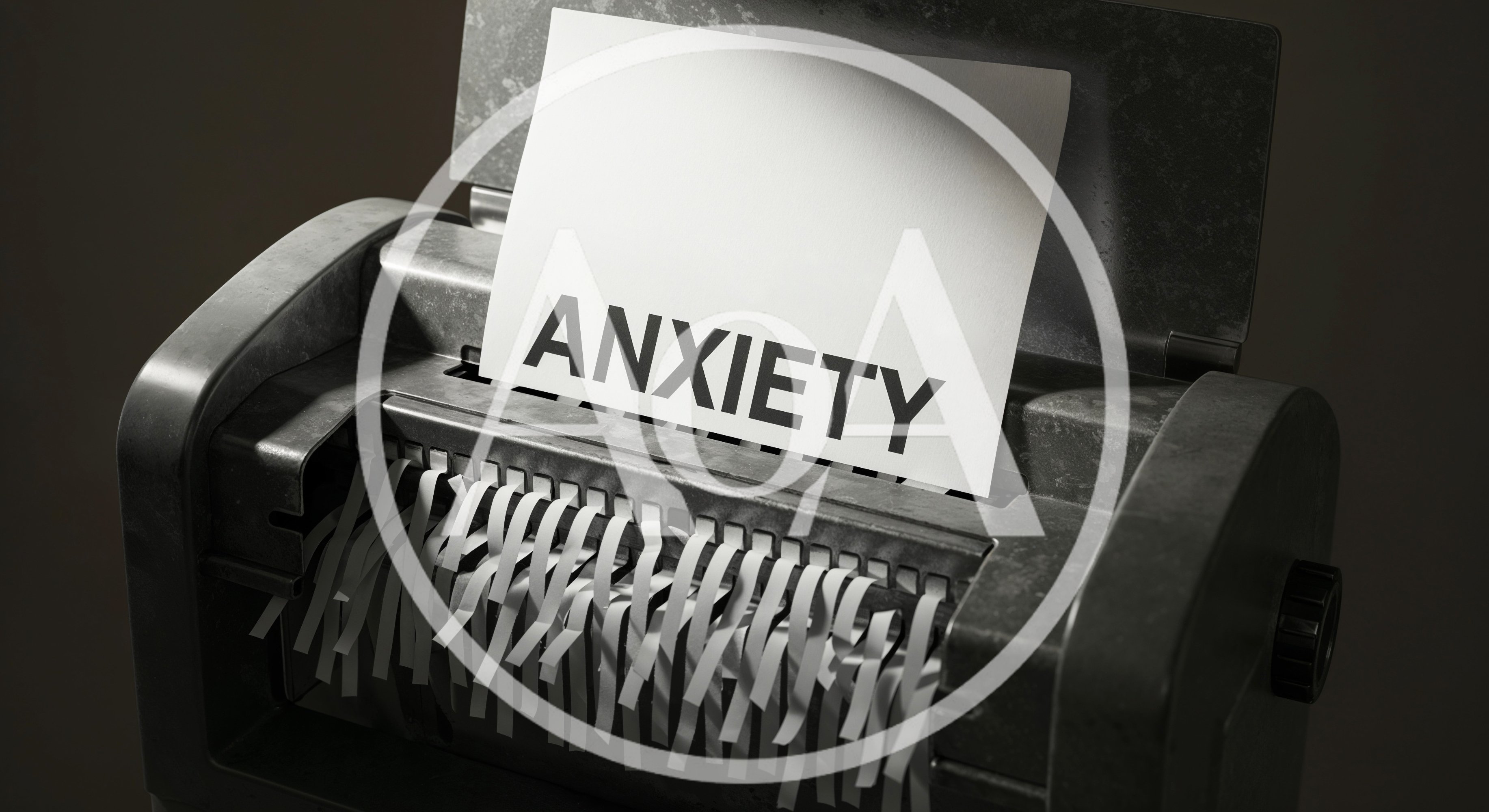 Paper Shredder Destroying A Document Labeled Anxiety