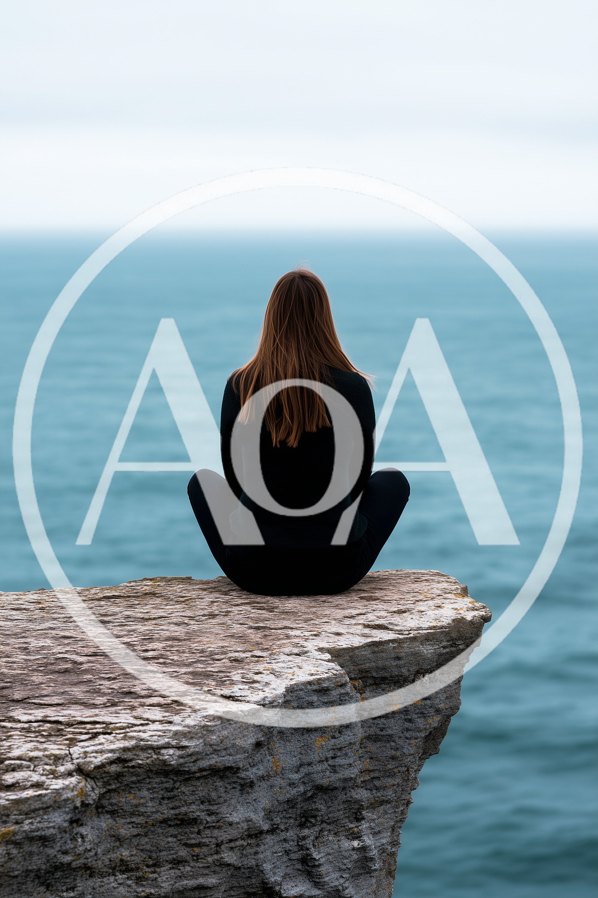 Woman Meditating In Lotus Position On A Sea Cliff