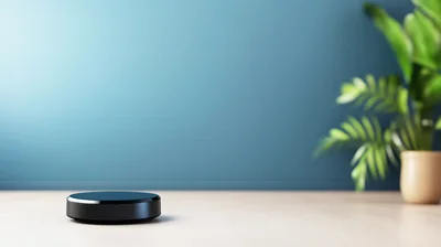 Smart Home Hub Device on Wooden Table