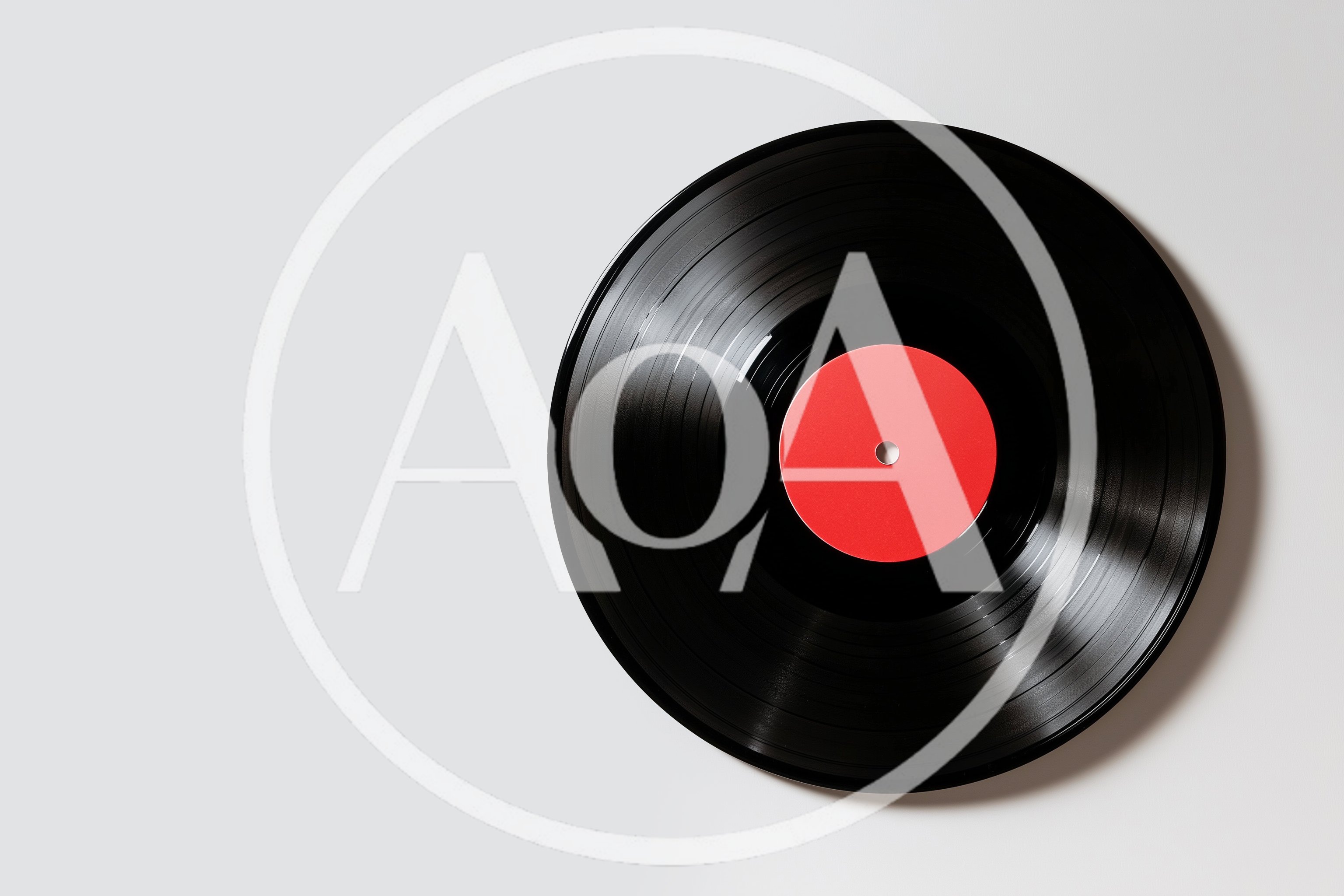 Black Vinyl Record With Red Center Label