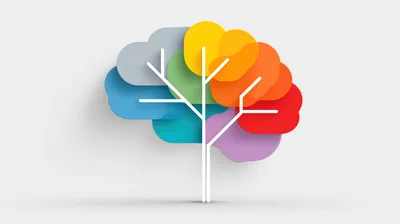 Abstract Brain Tree Infographic With Colorful Segments
