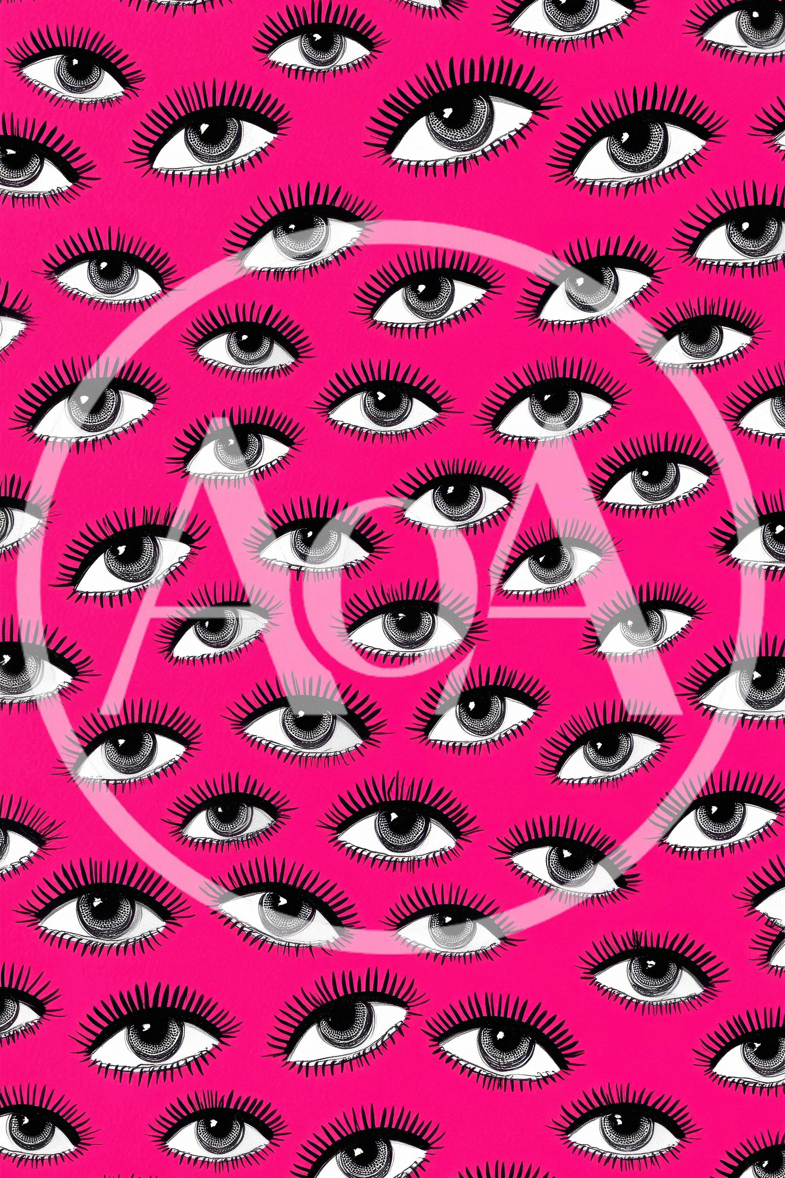 Pattern Of Stylized Human Eyes On Pink Background