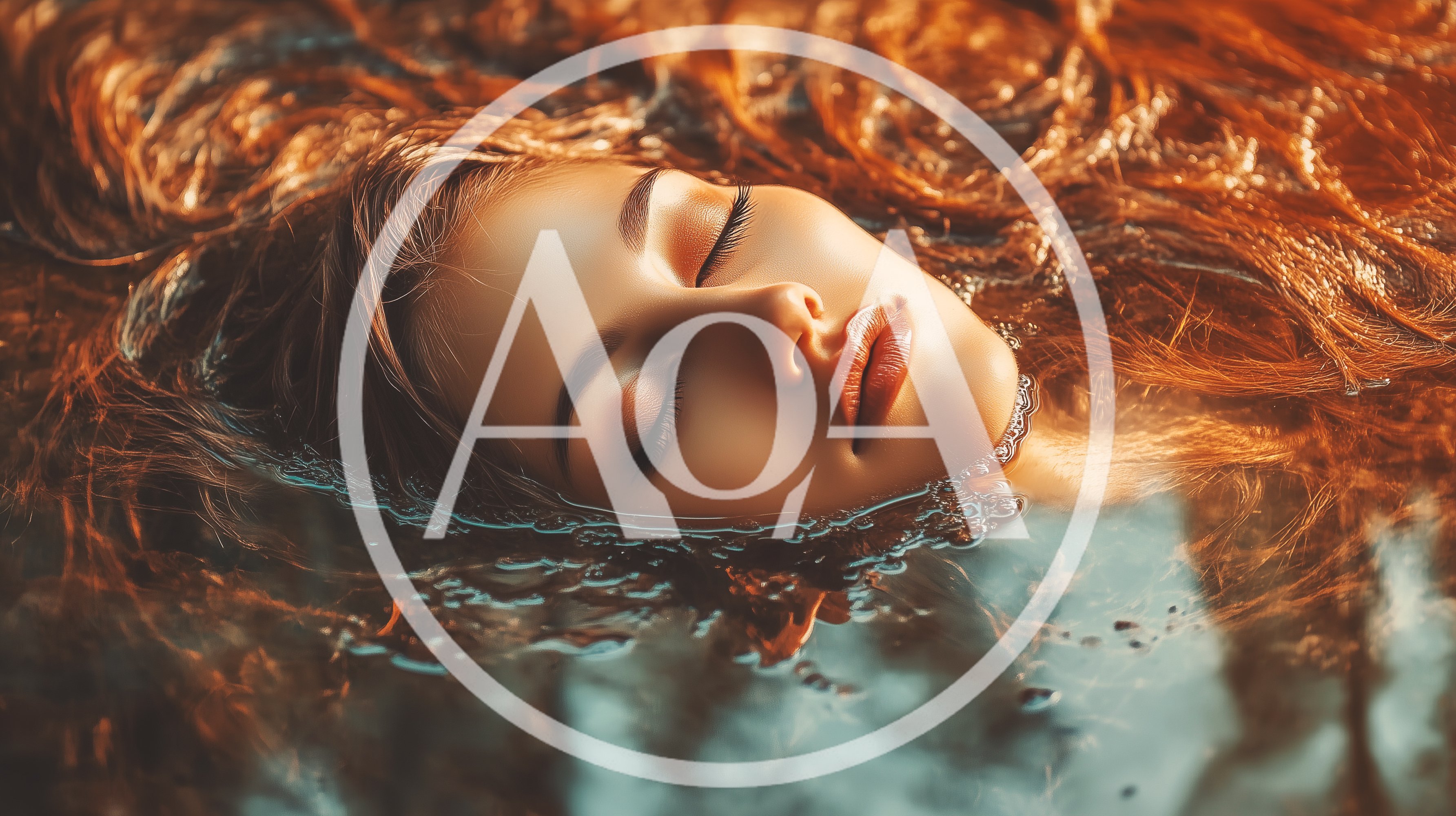 Young Woman Floating In Water With Flowing Hair