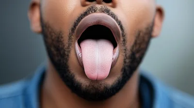 Close Up Of A Man Sticking Out His Tongue
