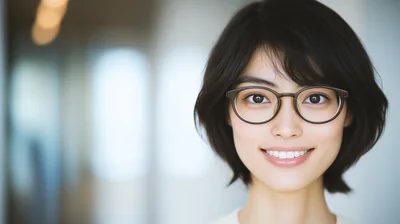 Portrait Of A Smiling Young Woman Wearing Glasses