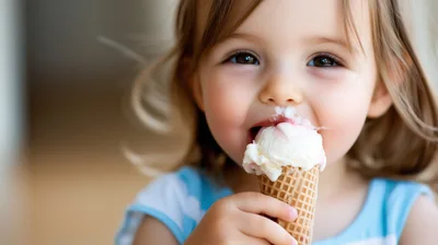 Toddler Girl Eating Ice Cream Cone