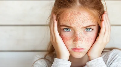 Portrait Of A Young Girl With Freckles