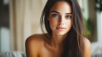 Portrait Of A Beautiful Young Woman With Natural Makeup