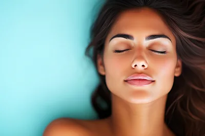Portrait Of A Beautiful Woman With Eyes Closed