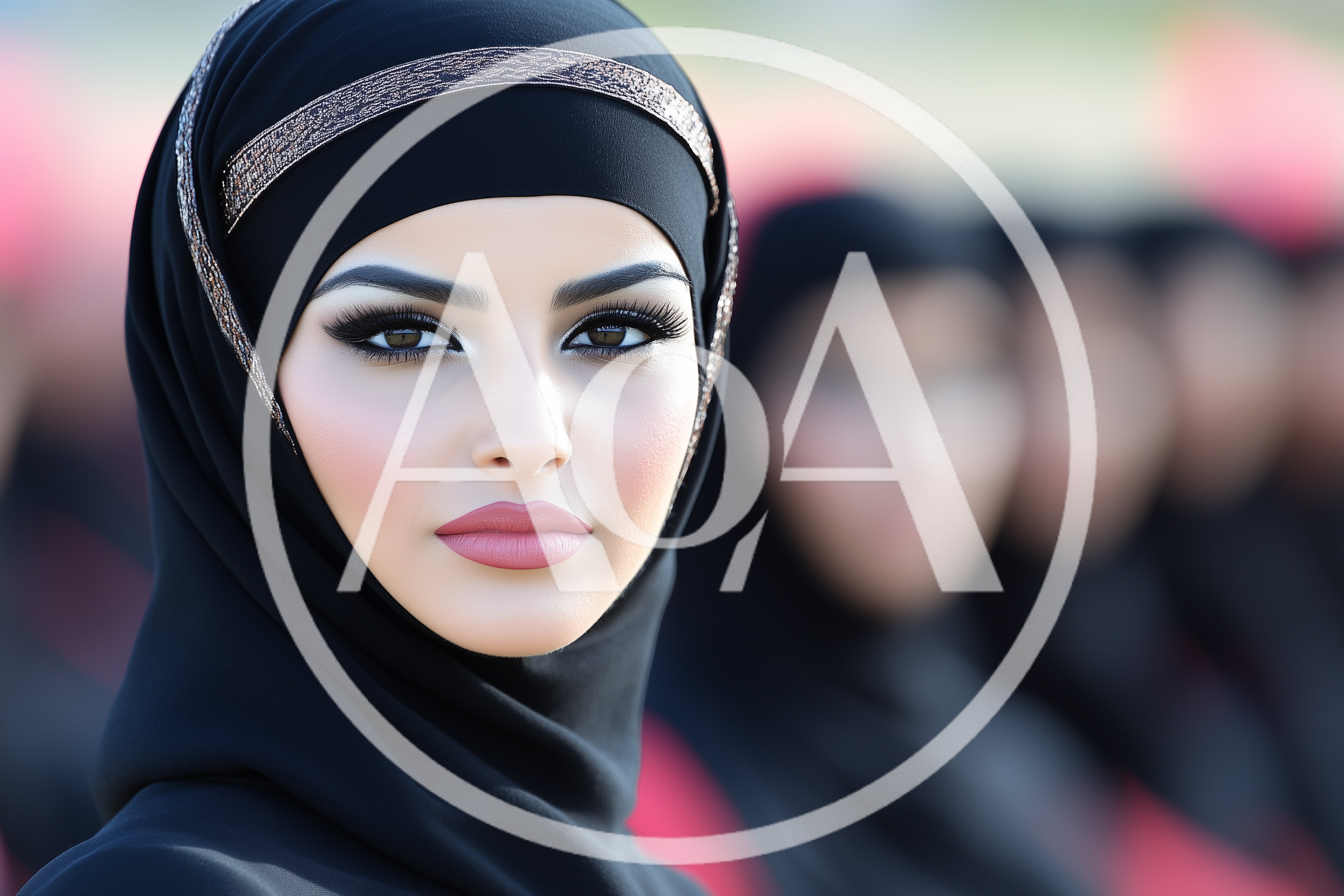 Portrait Of A Beautiful Woman Wearing A Black Hijab