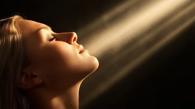Profile Of A Woman Bathed In Golden Light