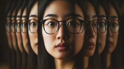 Multiple Exposure Portrait Of A Young Asian Woman