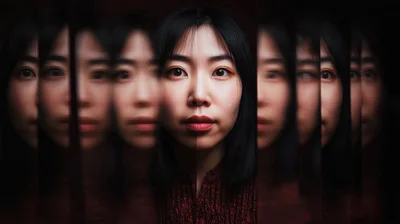 Multiple Exposure Portrait Of A Young Asian Woman