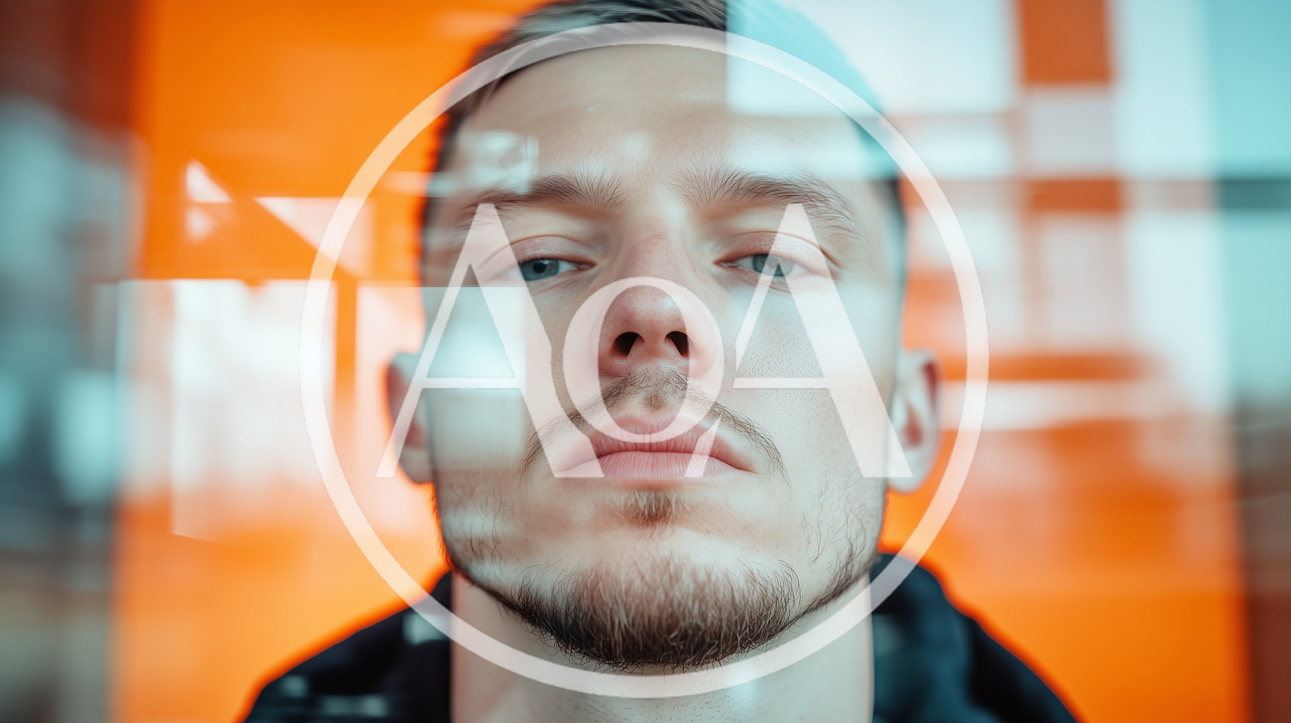 Portrait Of A Young Man Behind Glass