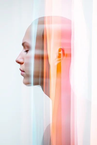Double Exposure Portrait Of A Woman With Abstract Light