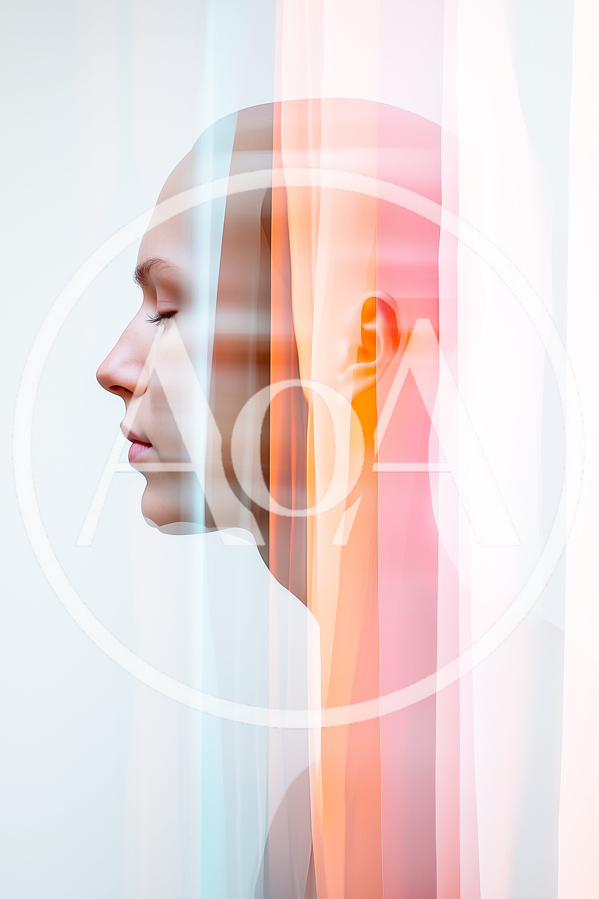 Double Exposure Portrait Of A Woman With Abstract Light
