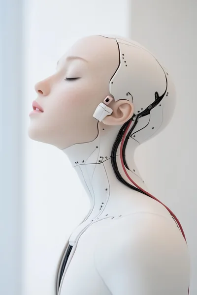Profile View Of A Futuristic Android Humanoid