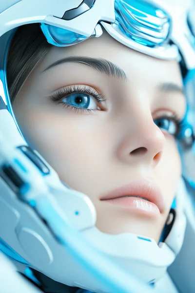 Close Up Portrait Of A Futuristic Female Astronaut