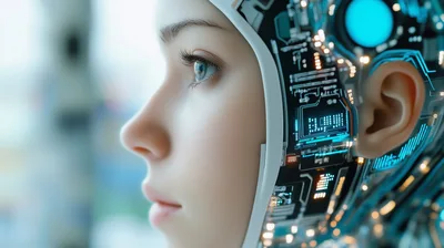 Profile View Of A Humanoid Robot Face