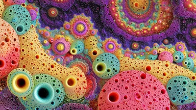 Abstract Fractal Art With Vibrant Porous Textures