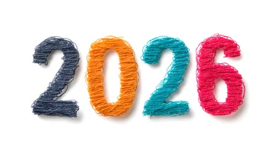 Colorful Yarn Text 2026 Isolated On White Background