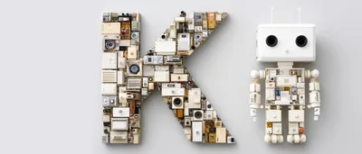 Letter K Formed From Electronic Components And Robot
