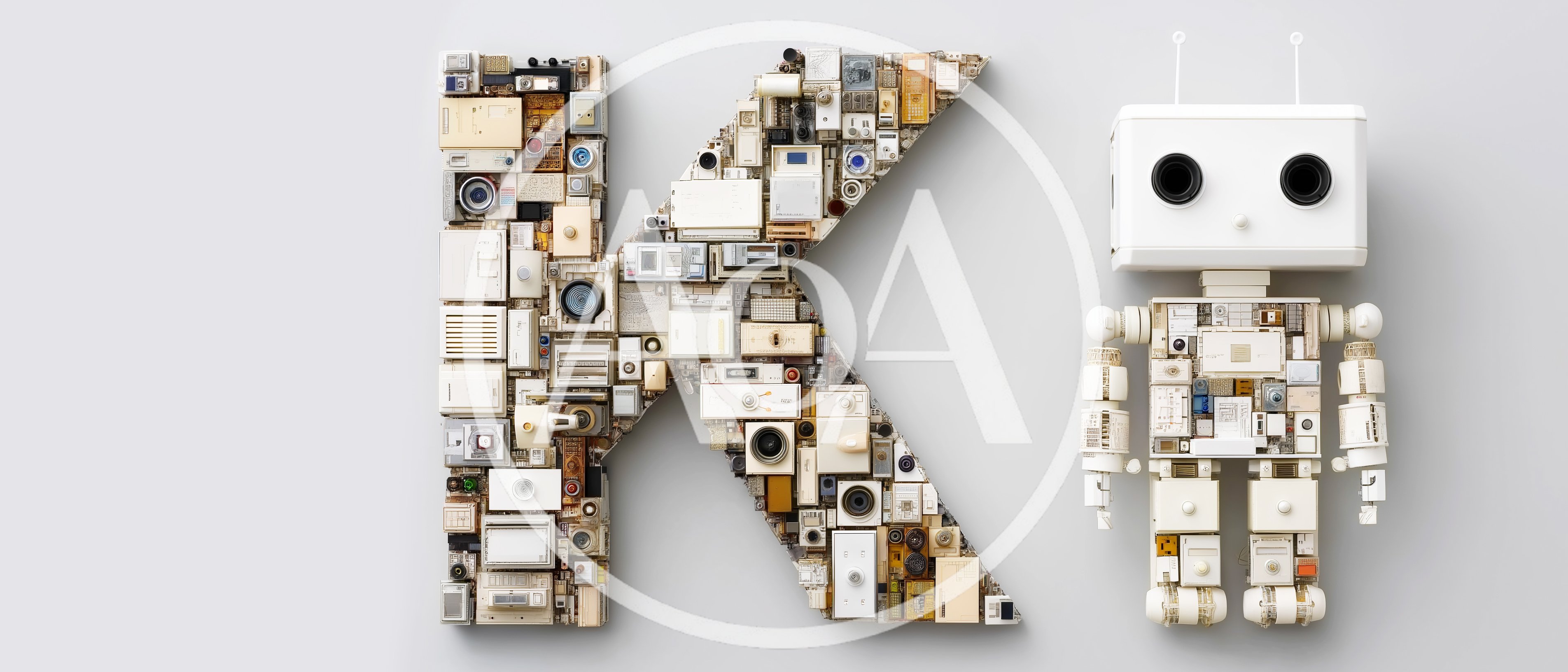 Letter K Formed From Electronic Components And Robot