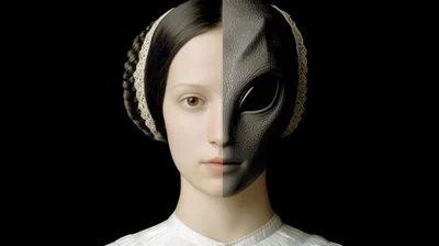Surreal Portrait Of A Woman With Alien Half Face