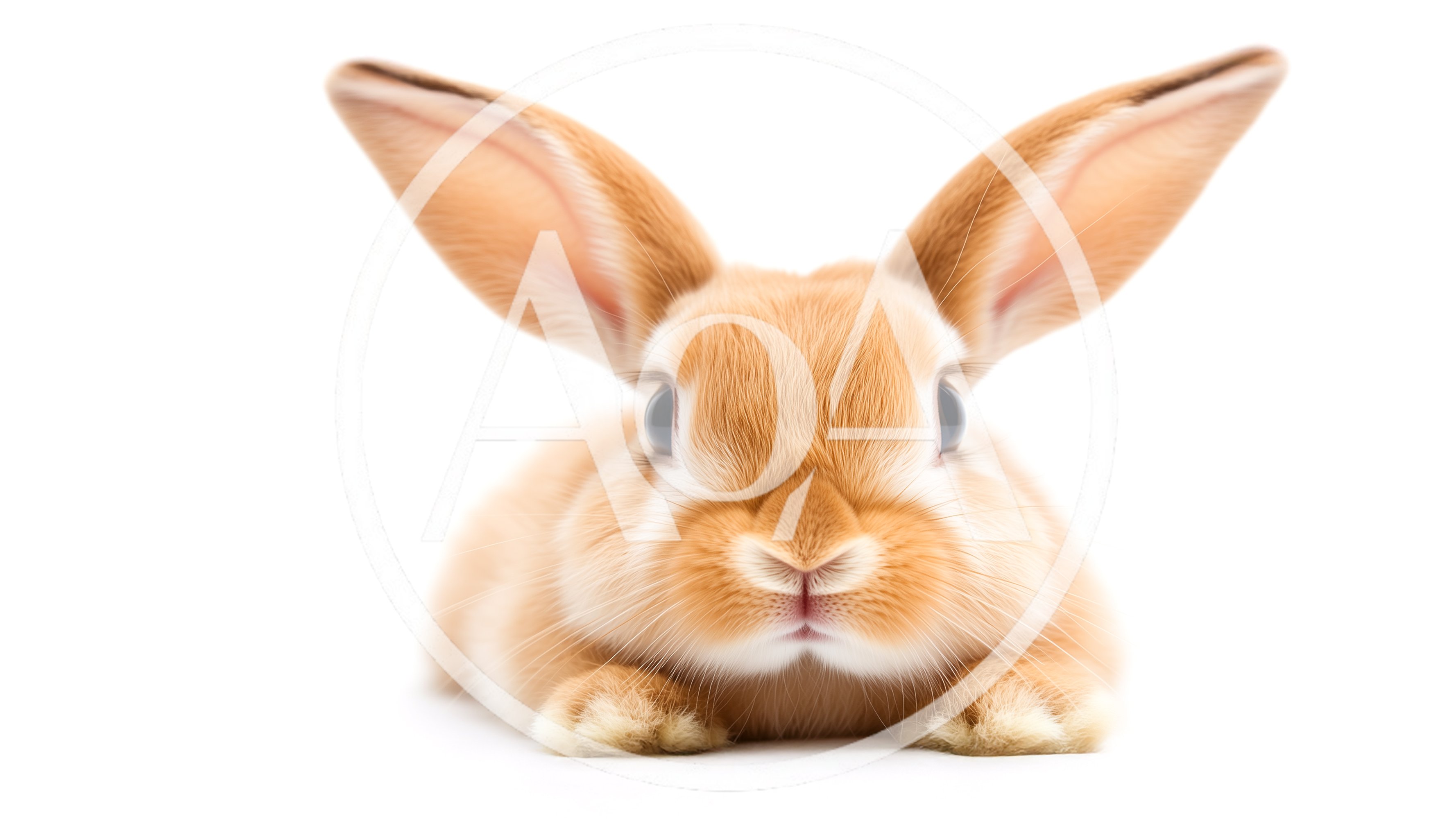 Adorable Ginger Rabbit Sitting On White Background