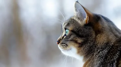 Profile View Of A Tabby Cat Looking Away