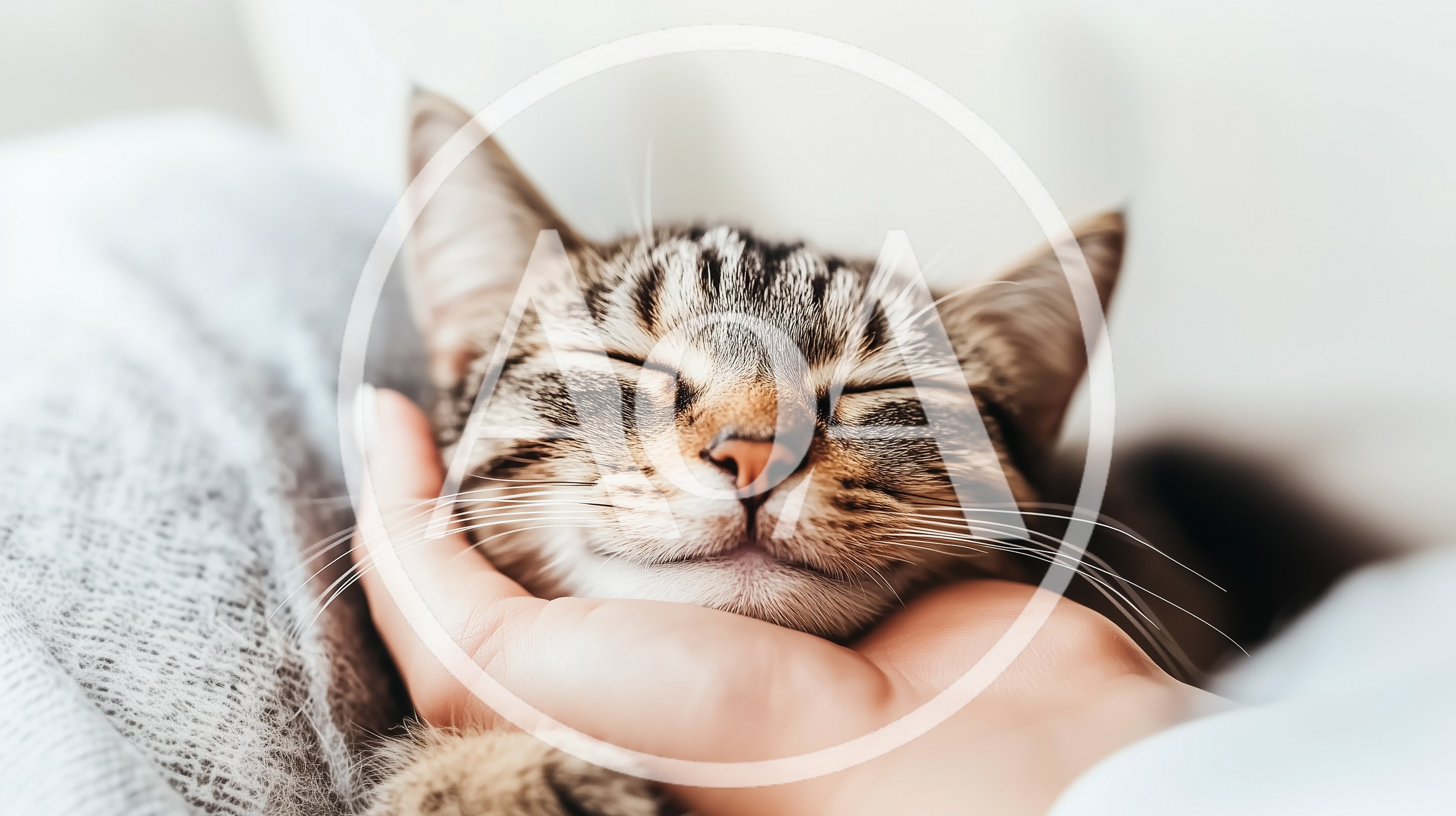Close Up Of A Person Petting A Sleeping Tabby Cat