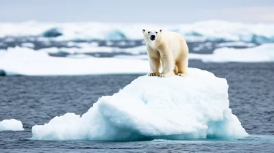 Polar Bear Standing On An Iceberg In The Arctic