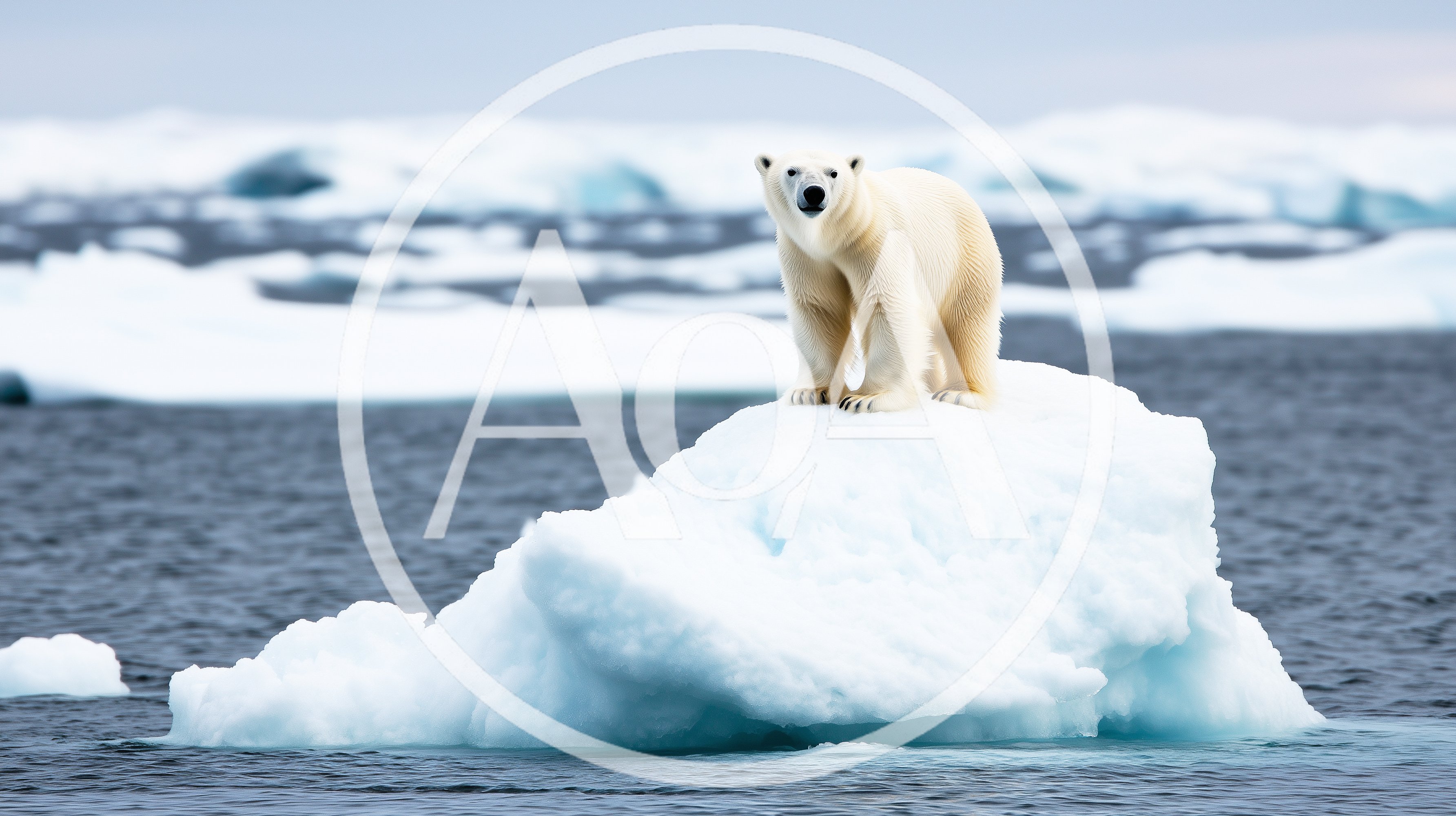Polar Bear Standing On An Iceberg In The Arctic