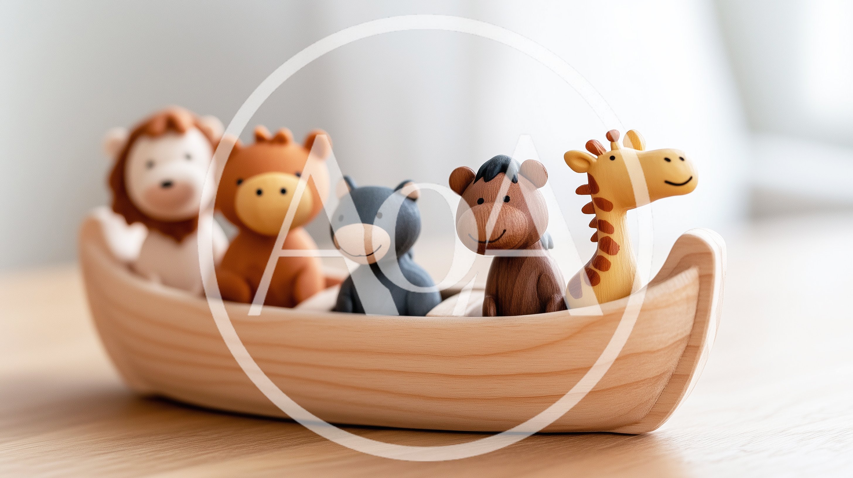 Wooden Toy Boat With Cute Animal Figurines