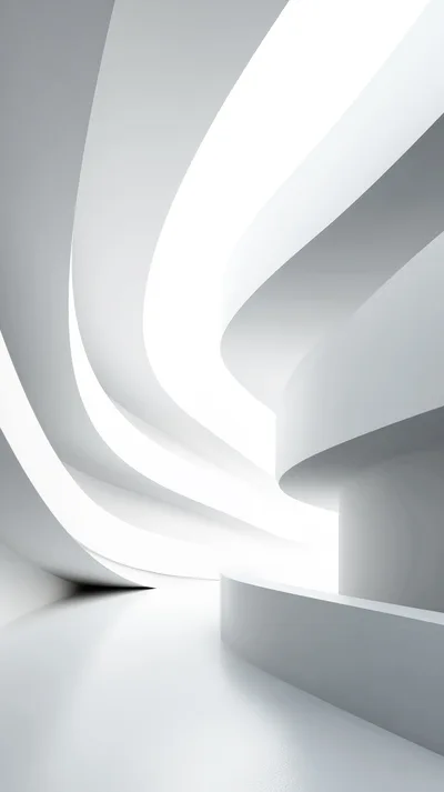 Abstract Modern Architectural Interior With Curved White Walls