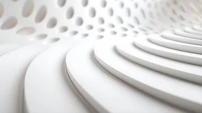 Abstract White Architectural Curves And Perforated Surface