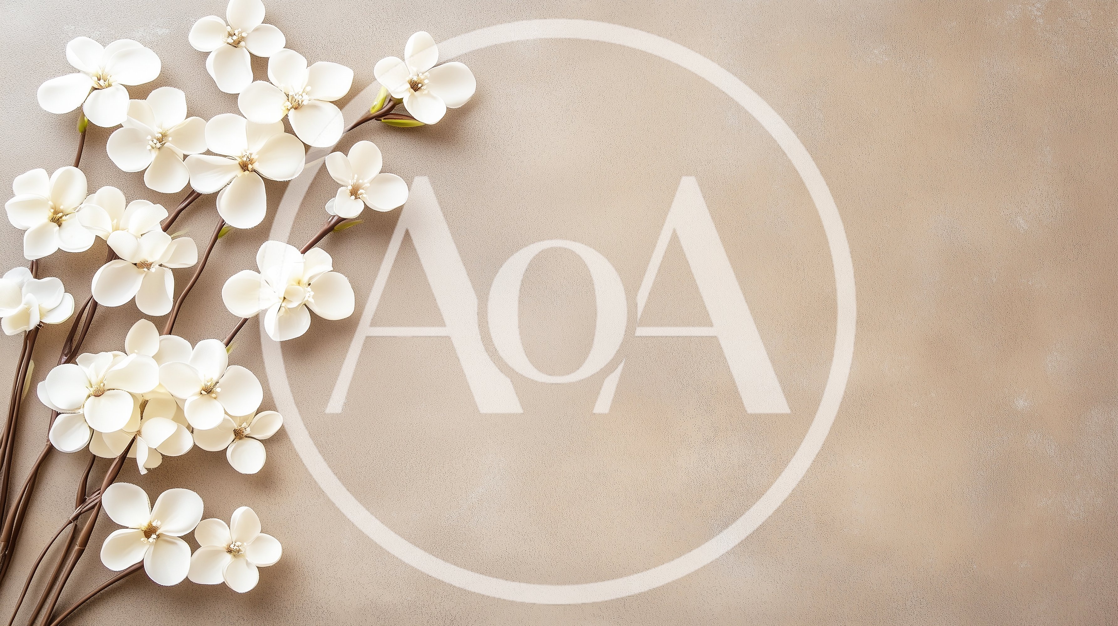 White Magnolia Flowers On A Beige Background