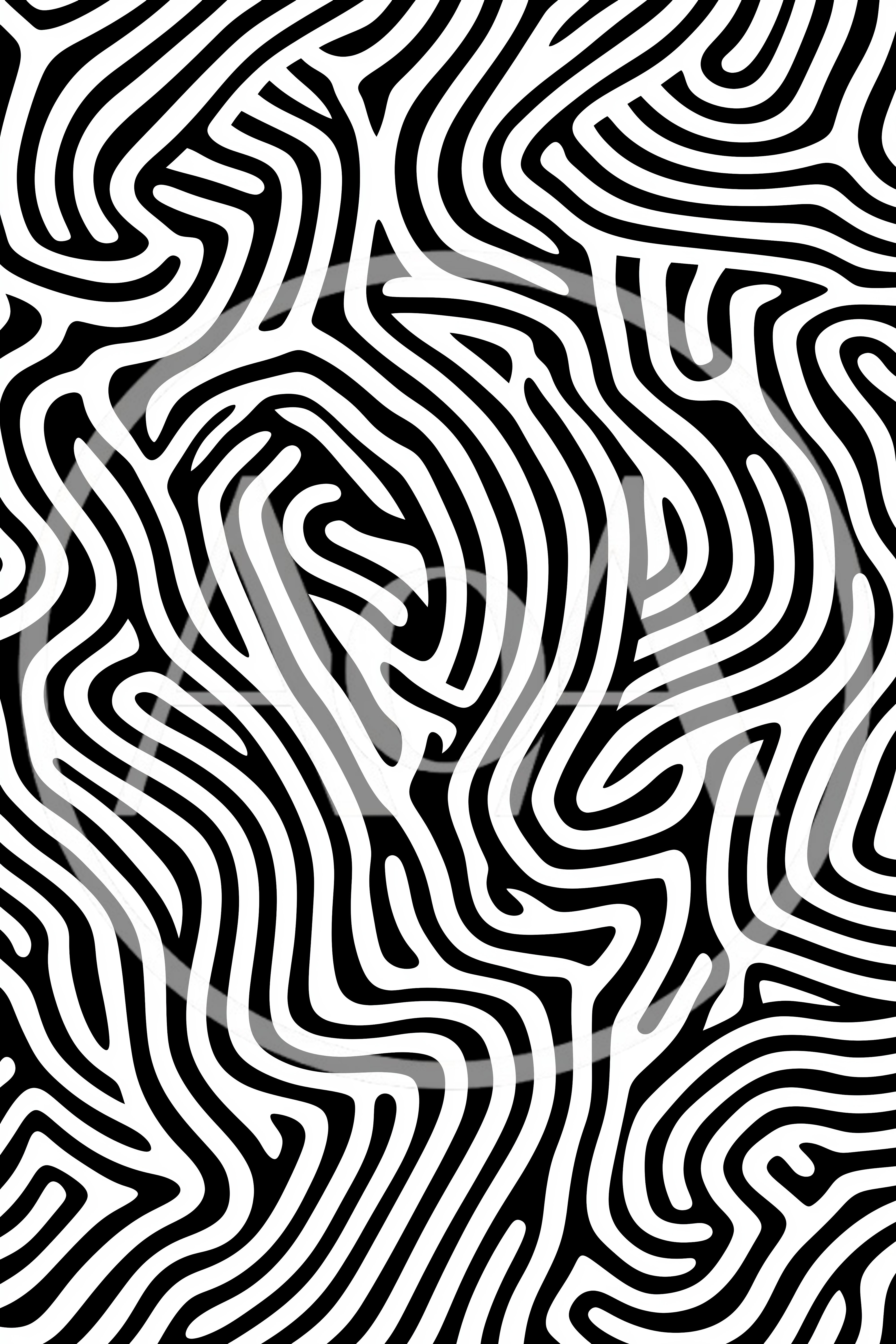 Abstract Black And White Organic Line Pattern