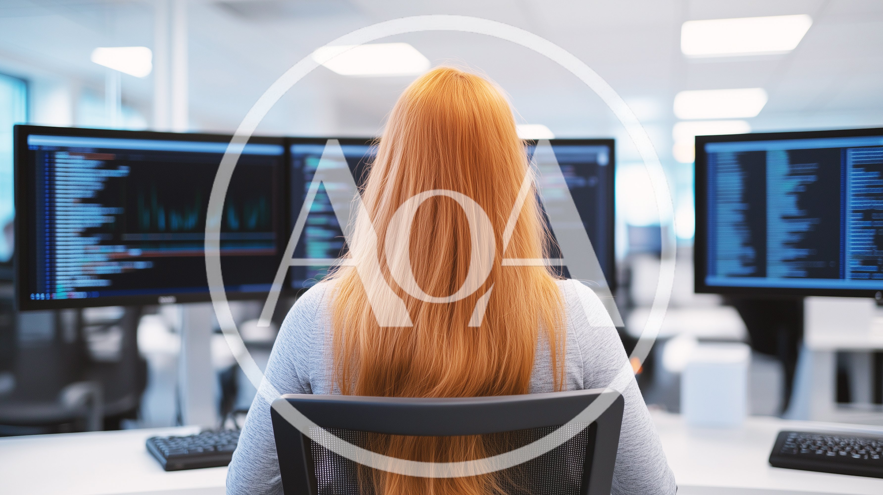 Software Developer Working On Multiple Computer Monitors