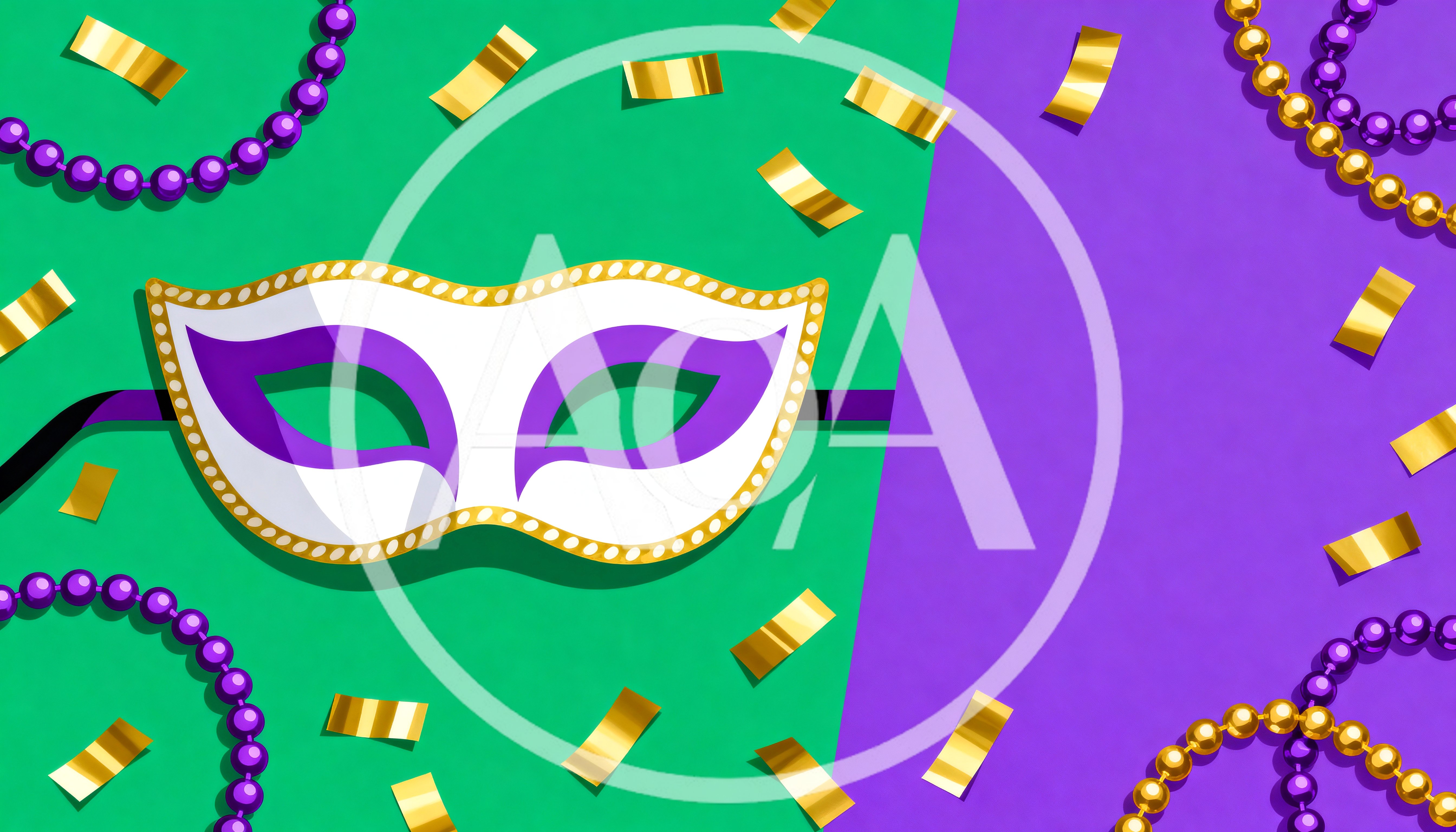 Mardi Gras Mask With Beads And Confetti