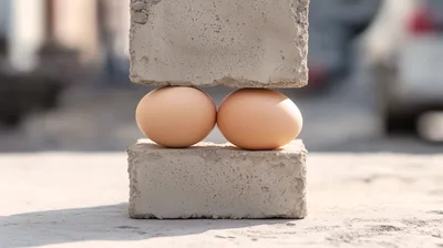 Two Eggs Supporting A Heavy Concrete Block