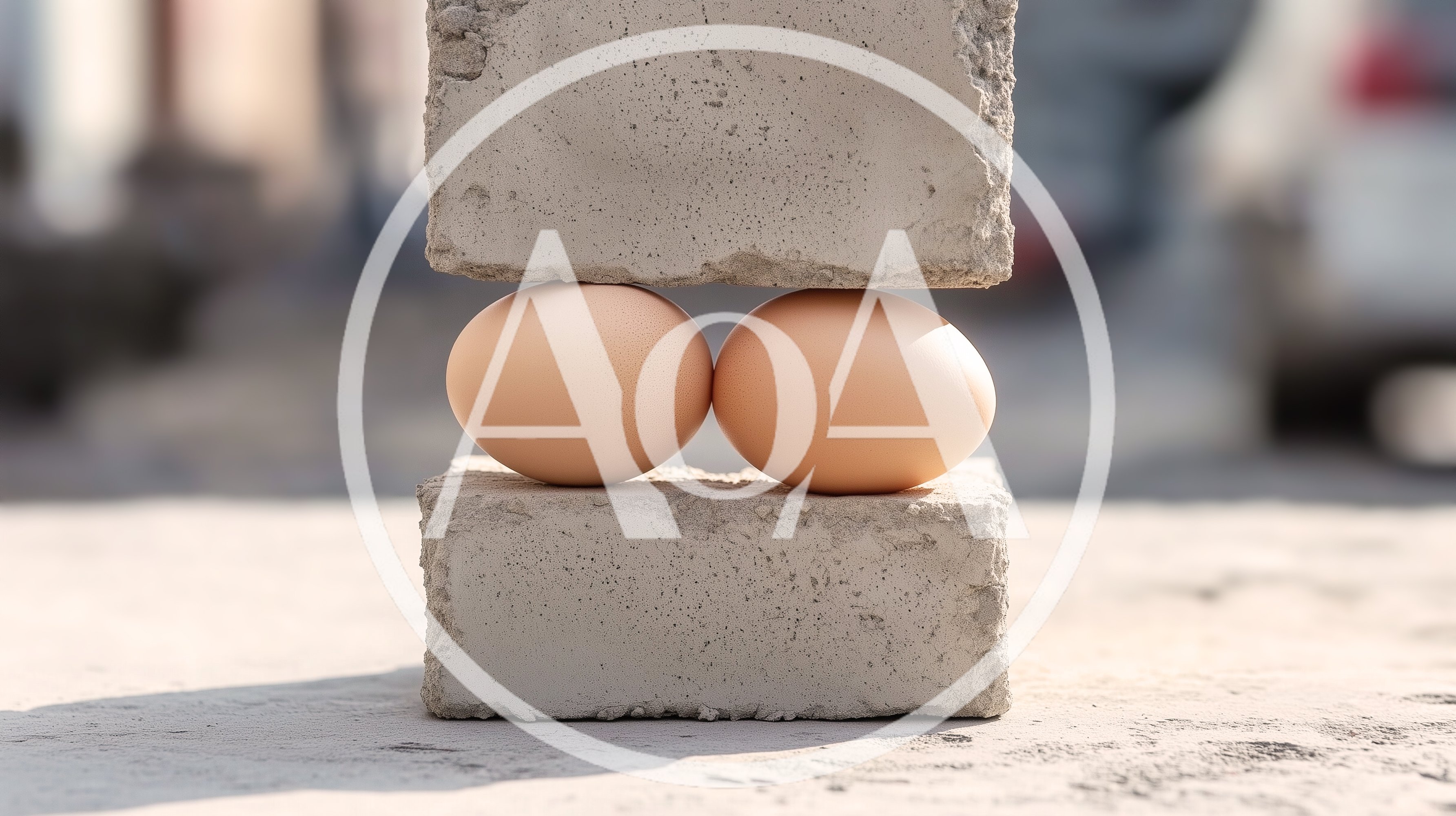 Two Eggs Supporting A Heavy Concrete Block