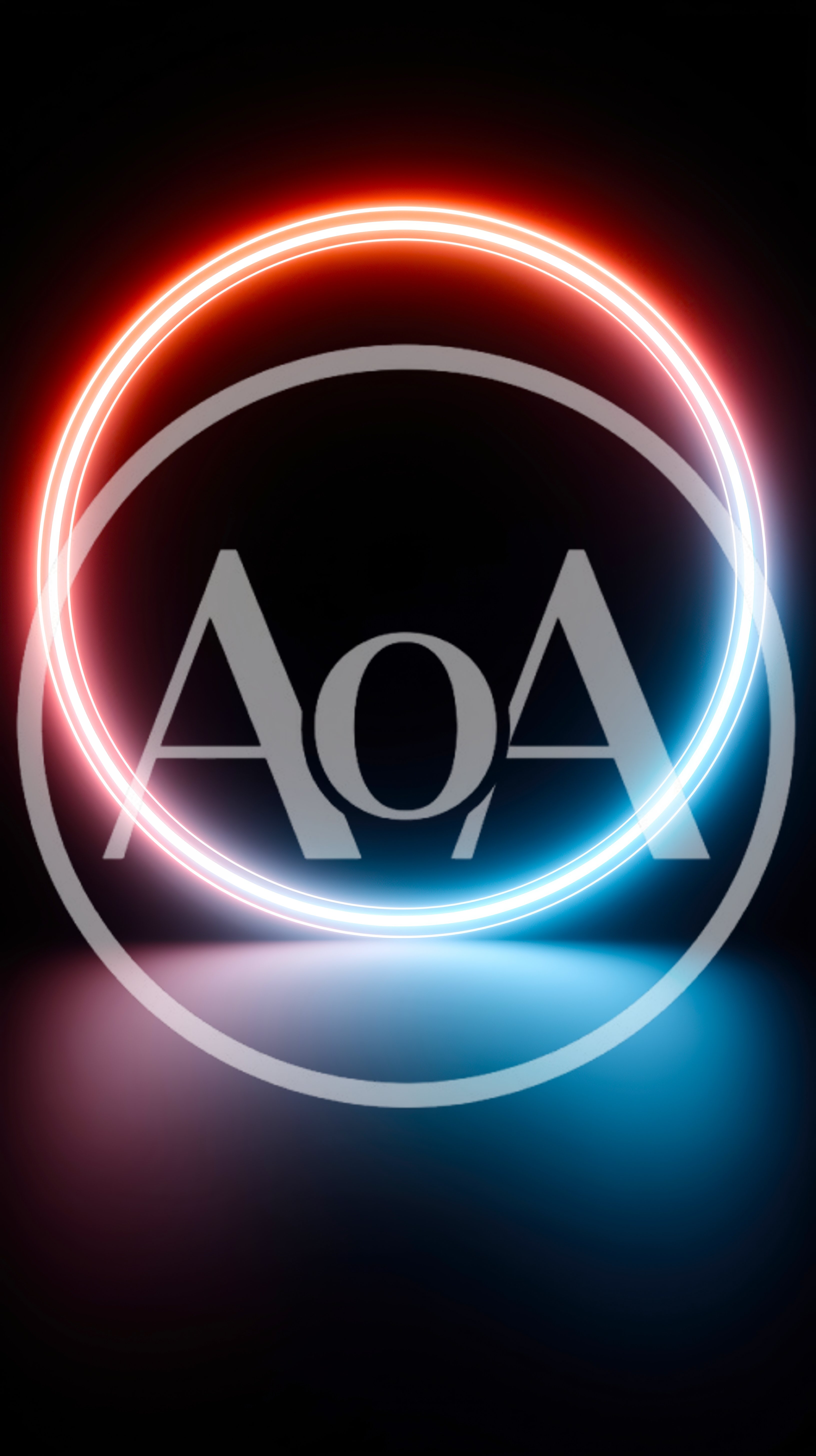 Glowing Neon Circle With Red And Blue Light