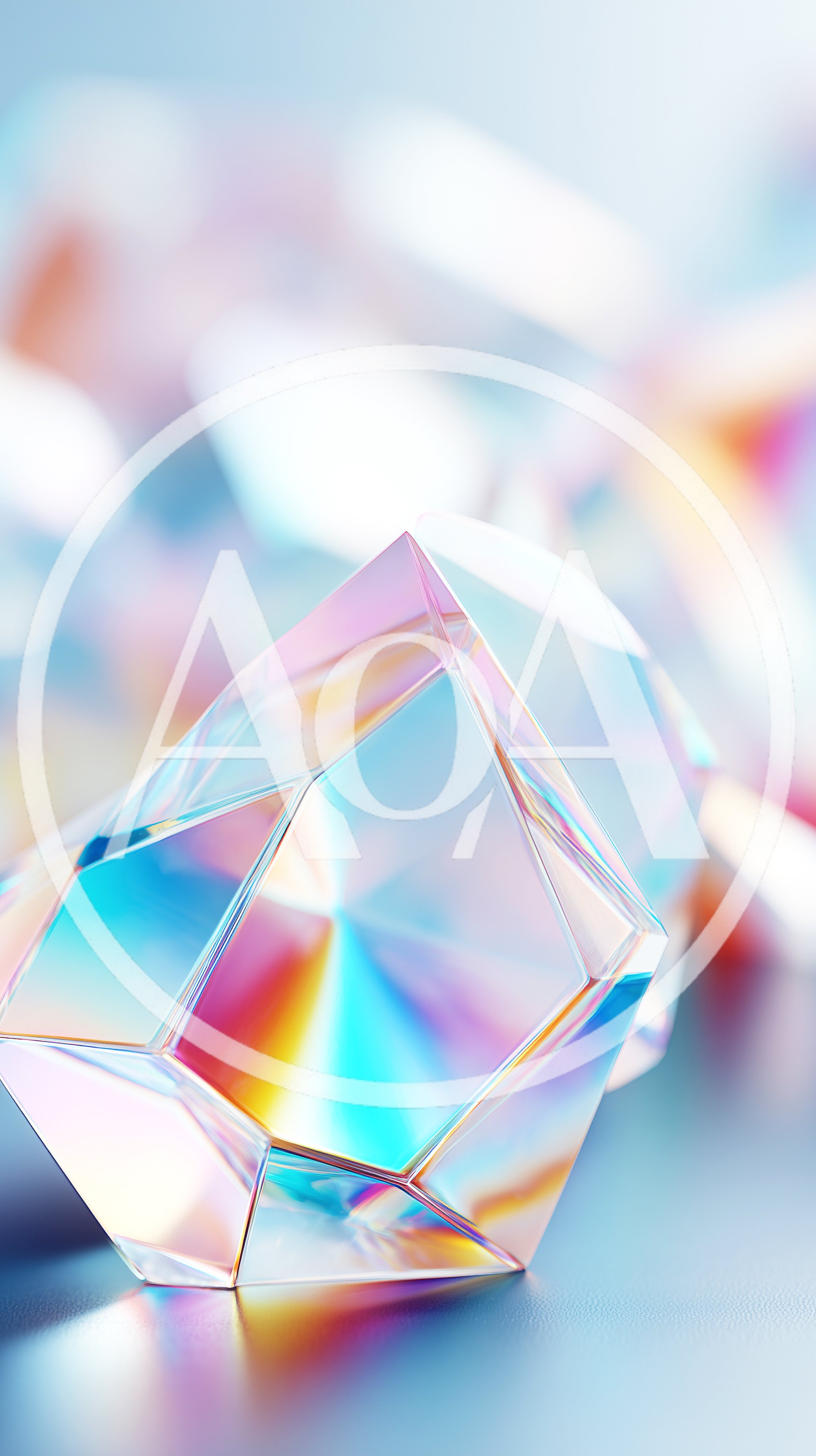 Abstract Iridescent Crystal Gemstone With Refracted Light