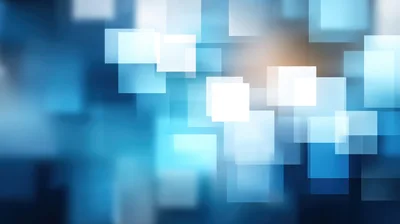 Abstract Blue Background With Floating Glowing Squares