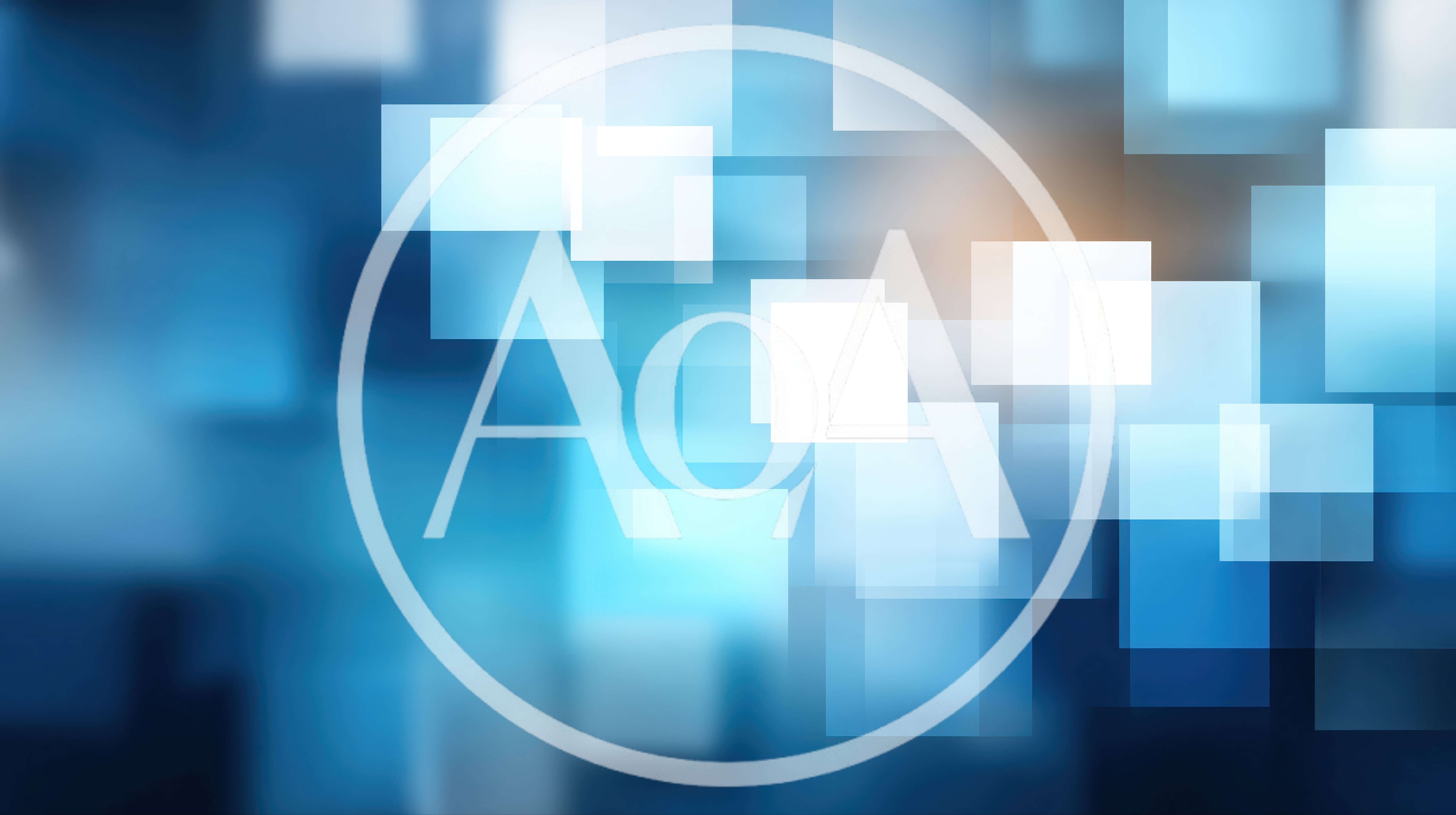 Abstract Blue Background With Floating Glowing Squares