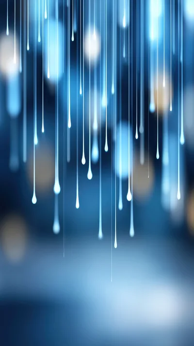 Abstract Blue Light Streaks With Glowing Droplets