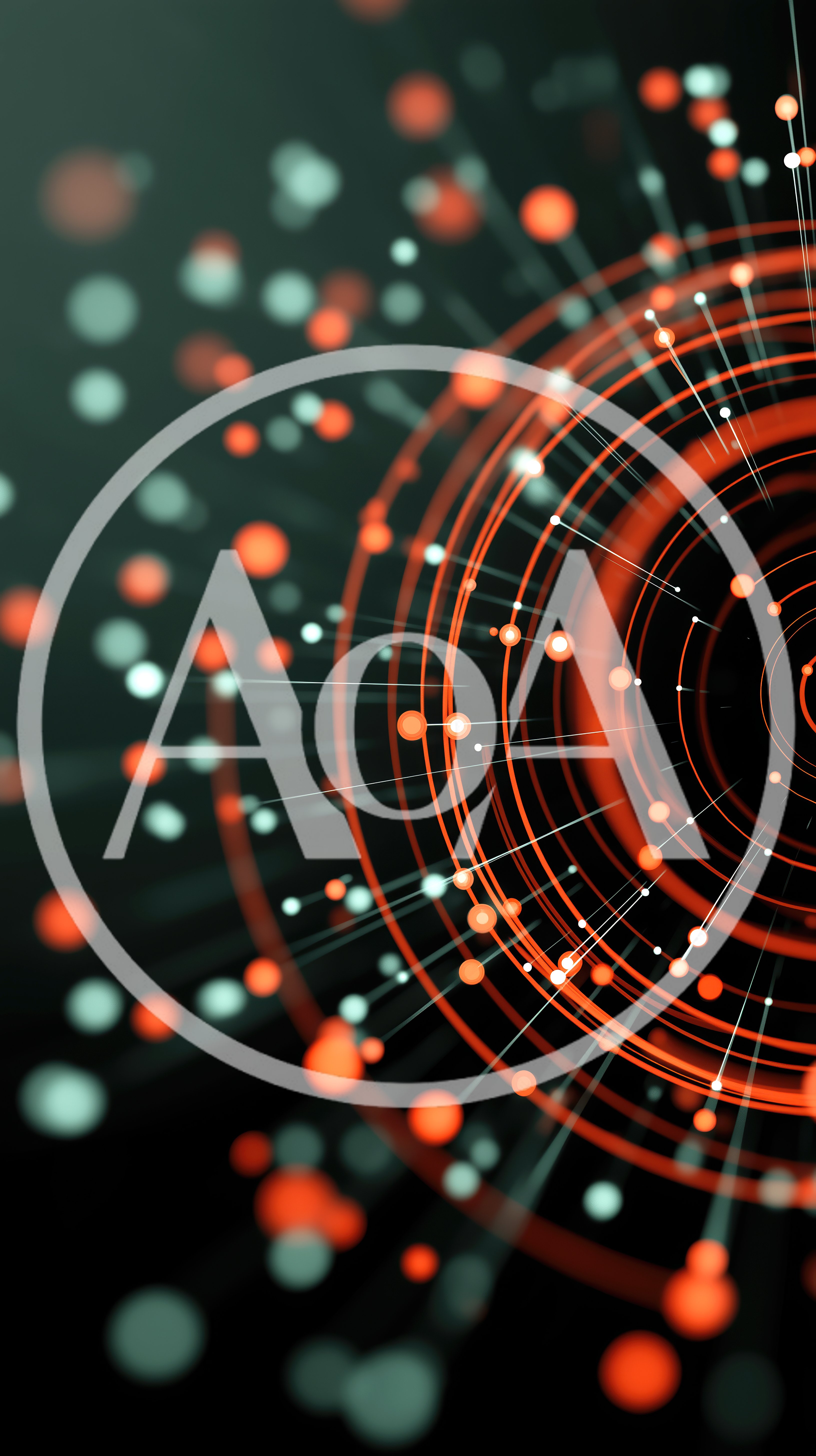 Abstract Digital Data Network With Glowing Orange Rings